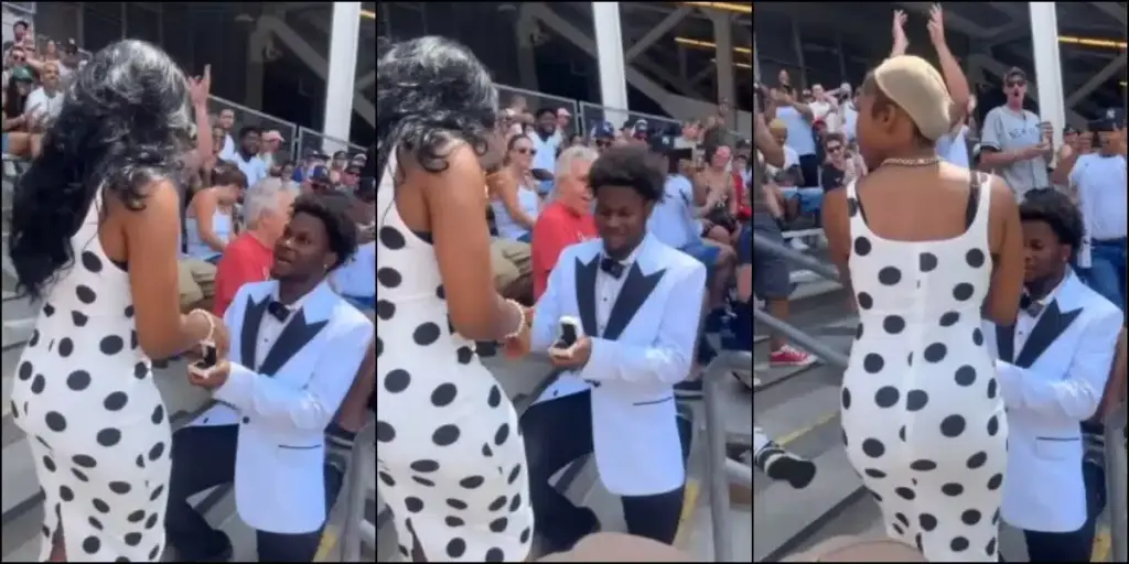 Video: Moment lady’s wig got stolen during marriage proposal