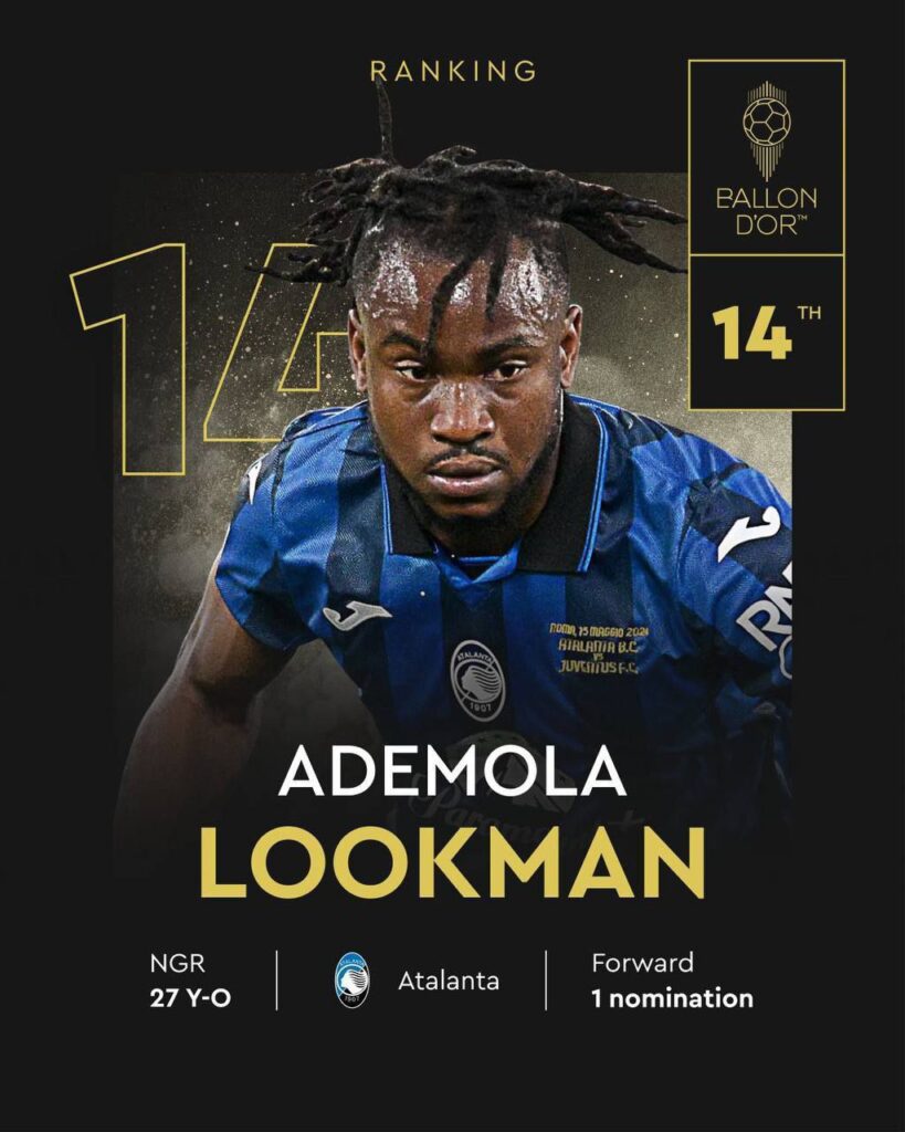 Ademola Lookman is the 14th Best Footballer in the World—Ballon d’Or 2024