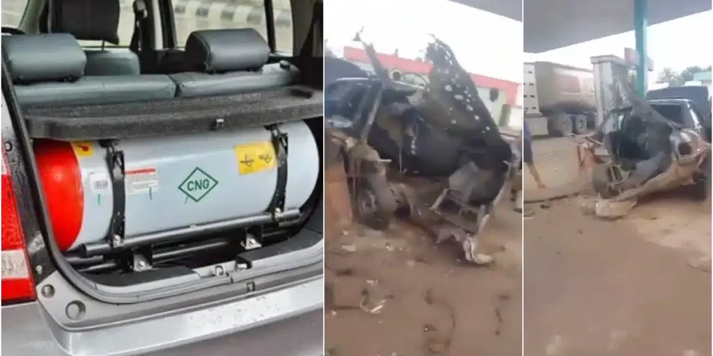 Video: Tragedy as CNG-powered car explodes in Edo state